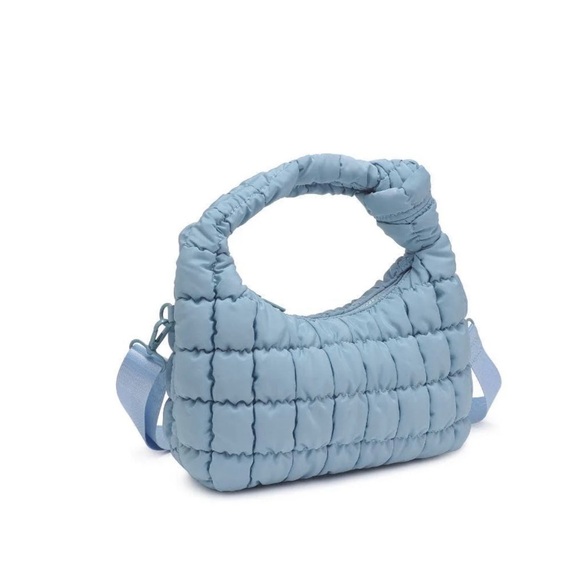 Urban Expressions Sky Blue Puffer Quilted Crossbody - Picture 1 of 11